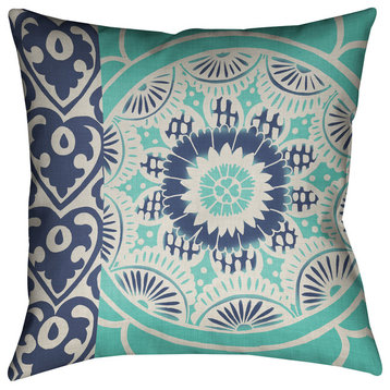 Laural Home Blue Batik II Decorative Pillow, 18"x18"