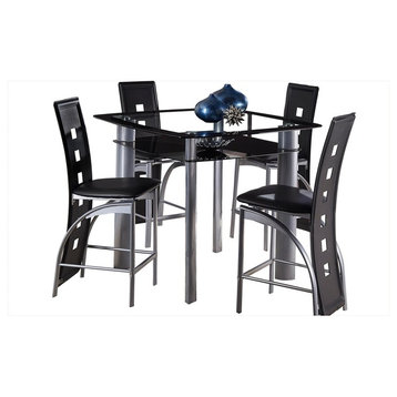 5-Piece Sebring Counter Height Dining Set Table, 4 Chair, Black