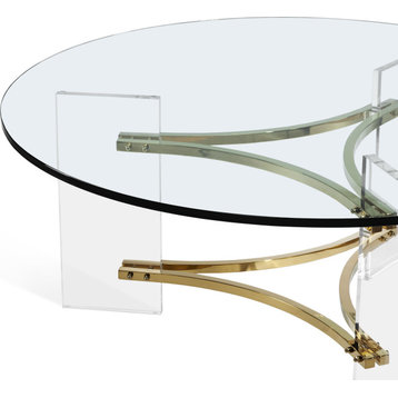 Tamara Cocktail Table - Clear, Polished Brass