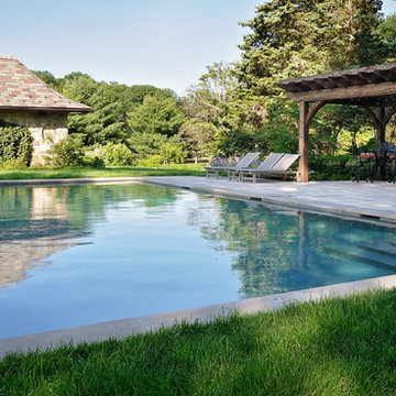 Stone Pool House & Pergola
