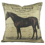 The Watson Shop - Horses Pillow - Add a little charm to your living space! This handmade cotton pillow features a whimsical horse print with French text detailing. Its equestrian design makes this piece perfect for almost any decor, from farmhouse to rustic. Place it on a sofa, bed, or chair to bring back a piece of a favorite place, vacation, or memory.
