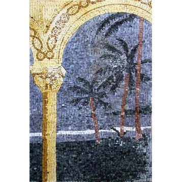 Mosaic Wall Art, Palm Arch, 63"x79"