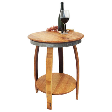 Isabella Wine Barrel Side/End Table With Bottom Shelf