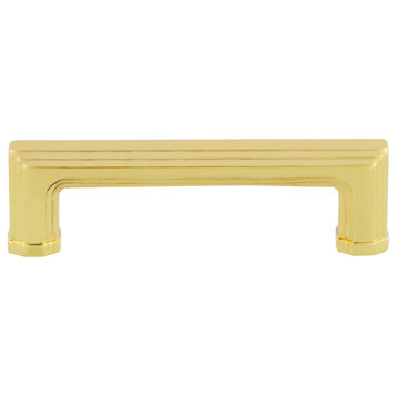 Nostalgic Warehouse Carre' Handle Pull 3" On Center, Unlacquered Brass