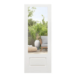KENT - FIBERGLASS FRENCH DOOR 1-LITE WITH 1-PANEL BOTTOM WITH WHITE BRUSHED GRAIN AND SHAKER STICKING GLASS STOP - EXTERIOR GRADE (1-3/4&rdquo;) - Interior Doors