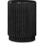Meridian Furniture - Ronin End Table, Black - Indulge in the allure of this Ronin Black End Table. This table is sophisticated and charming, with a stunning black finish and a fluted design that enhances the visual appeal of any living room or den. It's built from solid wood, MDF, and oak veneer, ensuring its durability and making it the focal point of any gathering. The natural wood grain variation gives this end table a unique appearance, while its mid-century design enables it to blend seamlessly into any space you choose to use it in.