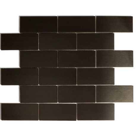 Enchanted Metals 14"x14" Stainless Steel Brick Mosaic Tile,Bronze, 1 Piece