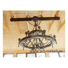 Wrought iron chandelier wagon wheel style