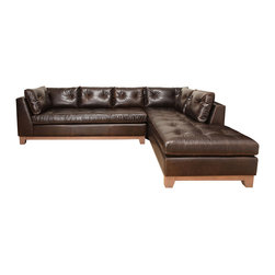 Garner 2 Piece Left Arm Leather Sectional - Footstools And Ottomans