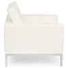 Midcentury Modern Florentine Premium Aniline Leather Arm Chair, Cream White