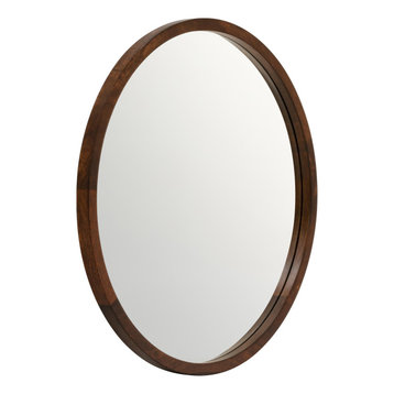 Stewart Bevelled Accent Mirror, Walnut, 24"