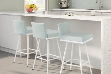Linea Upholstered Swivel Bar Stool with Low Back by Amisco