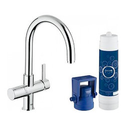 Grifo de cocina Grohe Blue Pure ca&ntilde;o en C (con funci&oacute;n filtro de agua) - Bar Prep Taps