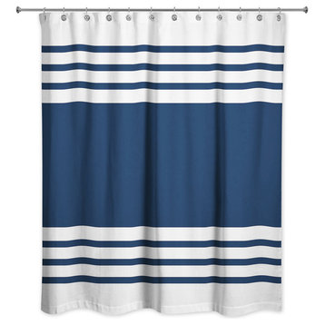 Farmhouse Stripe Shower Curtain, Blue