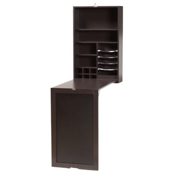 Apolline Modern Wall-Mounted Folding Desk, Dark Brown
