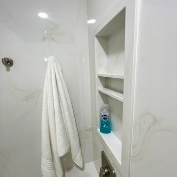 Basement Bathroom Remodel with Cultured Marble Shower