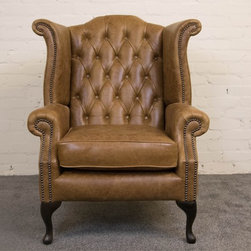 Handmade Leather Chesterfield Wing Chair Available in 15 Leathers - Armchairs And Accent Chairs
