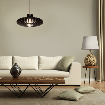 Oban Medium Wood Pendant Lamp, Walnut Wood Finish