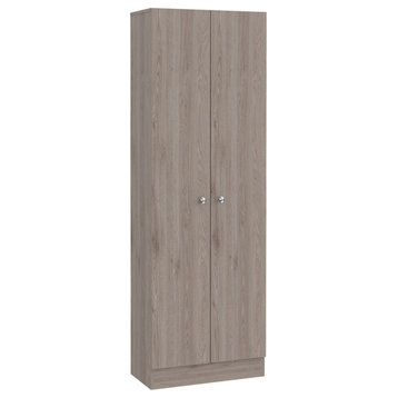 Pemberly Row 2-Door Modern Engineered Wood Multistorage Pantry Cabinet in Gray