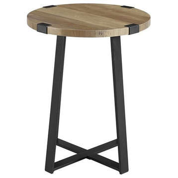 Pemberly Row 18" Wrap Round Modern Metal Side Table in Brown