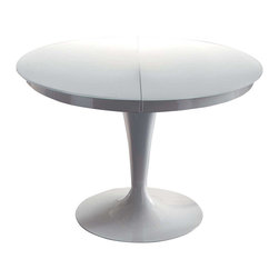 YumanMod - ELISE Circular Dining Extendable Table With White Mark-Less Tempered Glass Top - Dining Tables