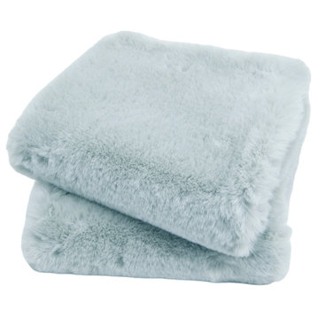 Heavy Faux Fur Throw Pillow Covers 2pcs Set, Vapor Blue, 20''x20''