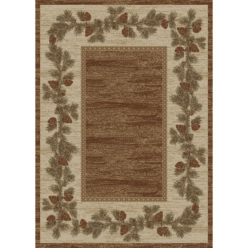 Hearthside Rustic Mountain View Brown Area Rug, 7'10"x9'10"