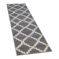 Cozy Rugs - Gray Trellis Rug, 2'8"x10' - Hall And Stair Runners