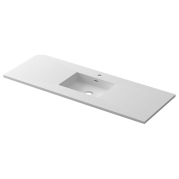 VIVA Stone 60" Single Sink Matte White Solid Surface Countertop