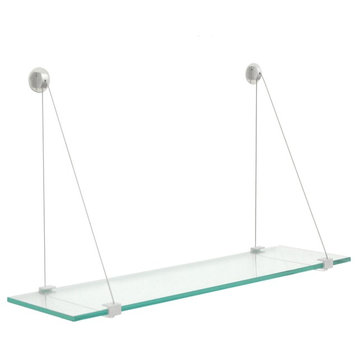 12" x 27" Crane Floating Clear Glass Shelf