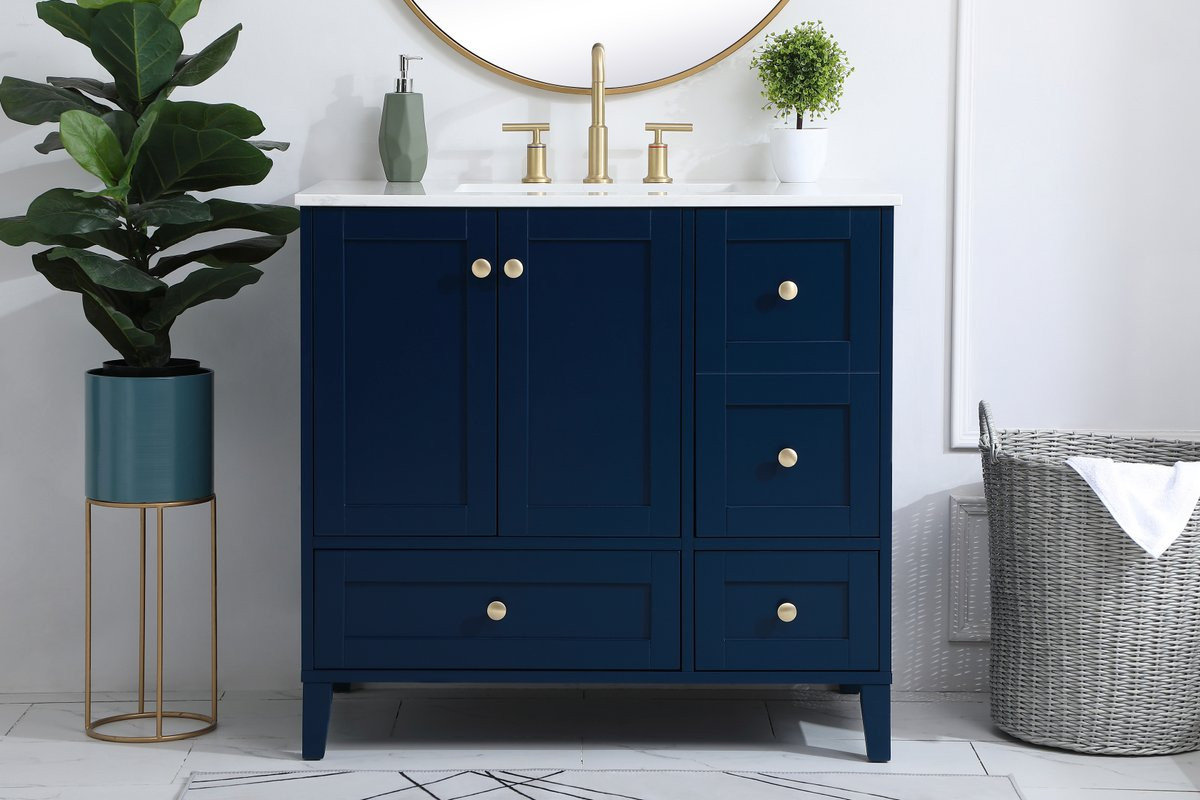 Elegant VF18036BL 36"Single Bathroom Vanity, Blue - Transitional ...