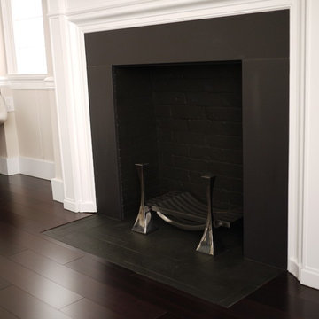 Fireplace refaced with Dekton matte black