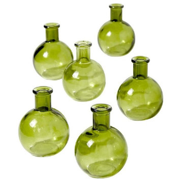 Serene Spaces Living Set of 6 Small Bud Vases, Green