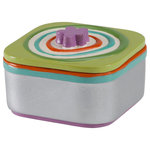 Creative Bath - All That Jazz Jar - Store cotton swabs and Q-tips in the colorful All That Jazz Jar. Made from silver resin with a colorful stripe design, this jar is eye-catching and fun. Display it alongside other pieces from the All That Jazz bath collection for a cohesive look.