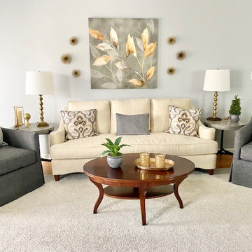 Gray and Cream Transitional Living Room