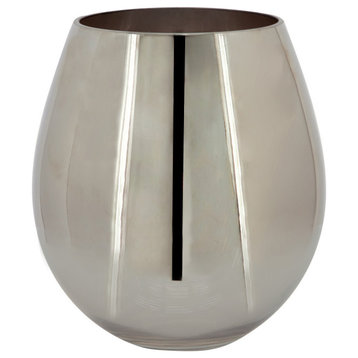 Glass 6" Metallic Vase, Silver