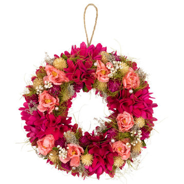 Mixed Floral and Berries Artificial Spring Wreath 12.5"