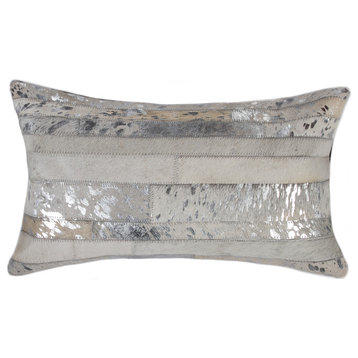 Torino Madrid Pillow 12"x20", Gray & Silver