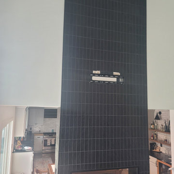 HGTV Doubled Side Fireplace Black Tile