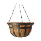Panacea™ 88551 Flat Iron Style Round Hanging Basket, 14", Black