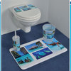 Bathroom Rug Memory Foam Mat Paradise Print Blue 30"L x 18"W
