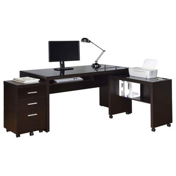 Coaster Skeena 3-piece Transitional Wood Home Office Set Cappuccino