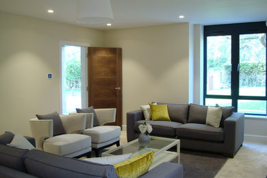 Design ideas for a mid-sized contemporary home design in Manchester.