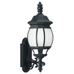 Sea Gull Lighting - Sea Gull Lighting 89103-12 Wynfield - 23.5" 100W One Light Outdoor Wall Lantern - The Wynfield collection by Sea Gull Lighting complWynfield 23.5" 100W  Black Frosted Glass *UL: Suitable for wet locations Energy Star Qualified: n/a ADA Certified: n/a  *Number of Lights: Lamp: 1-*Wattage:100w A19 Medium Base bulb(s) *Bulb Included:No *Bulb Type:A19 Medium Base *Finish Type:Black