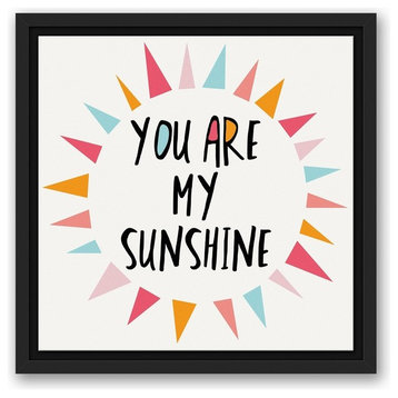 You Are My Sunshine Pastel Tones Design 12x12 Black Floating Framed Canvas