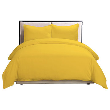 Lotus Home Water and Stain Resistant Duvet Cover Mini Set, Yellow, Twin