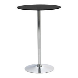 High Bar (Poseur) Table with Black Glass Top - Indoor Bistro Tables