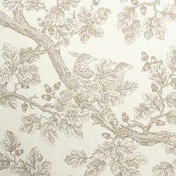 Acorn & Oakleaf Toile: Taupe - Wallpaper
