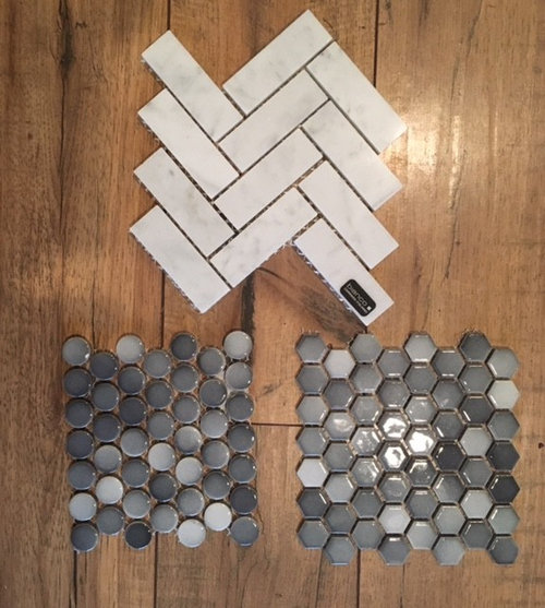 Marble herringbone accent in steam shower?