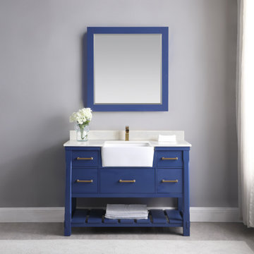 Georgia 48" Single Bathroom Vanity Set in Jewelry Blue and Composite Carrara Whi